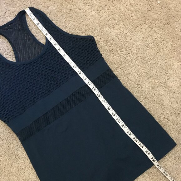 90 Degree By Reflex Dark Blue Turquoise Racerback Mesh Yoga Tank - Picture 13 of 13